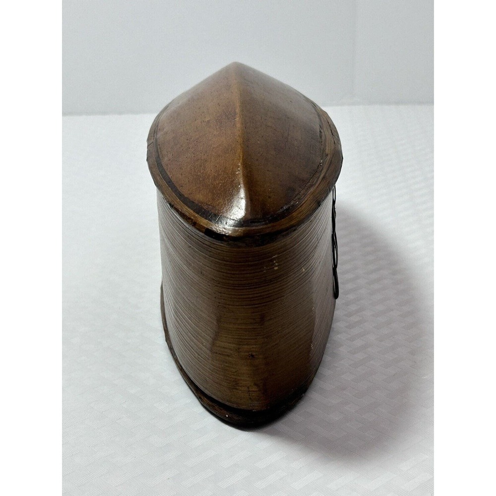 Thai AKHA Hill Tribe Bamboo Mulberry Wood Oval Tobacco‎ Box 4.5” - Picture 12 of 12